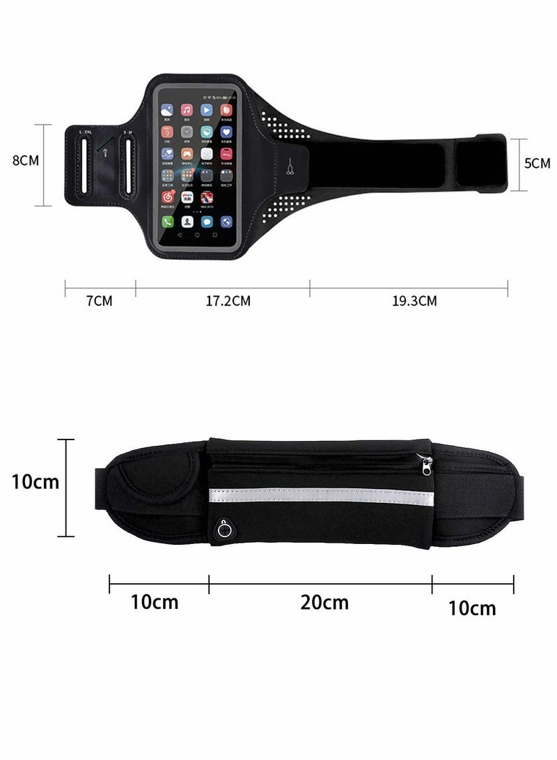 Cell Phone Armband Case and Running Waist Set, Waterproof and Reflective