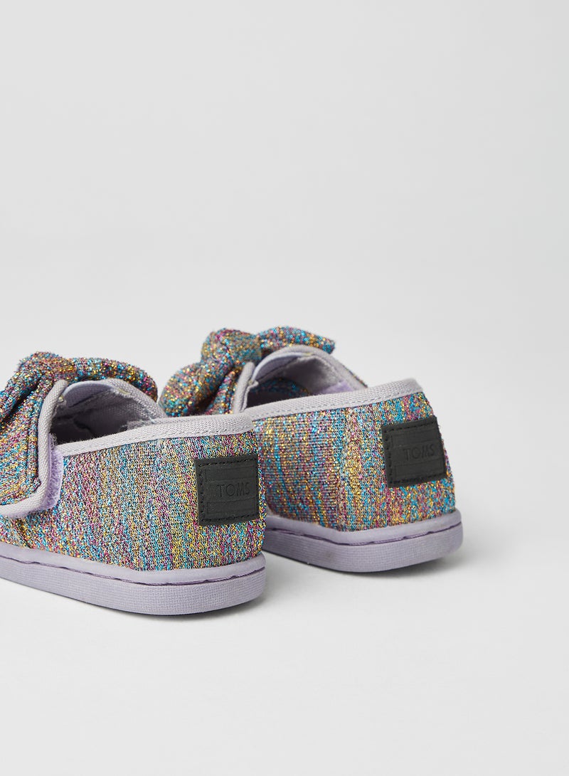 Girls Glimmer Woven Bow Velcro Slip-On Shoes Drizzle Grey