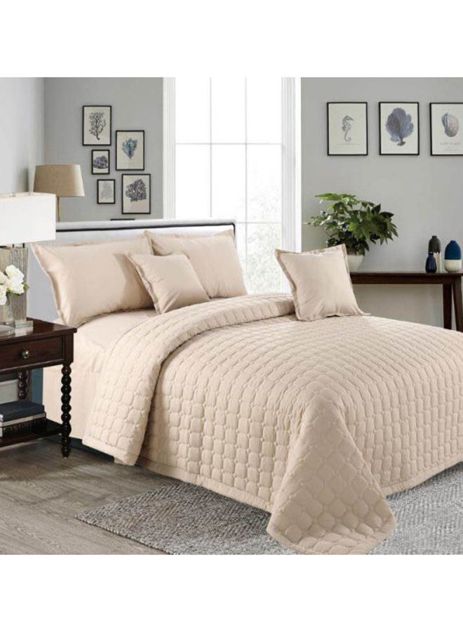 6-Piece Compressed Two-Sided Comforter Set Microfiber Beige