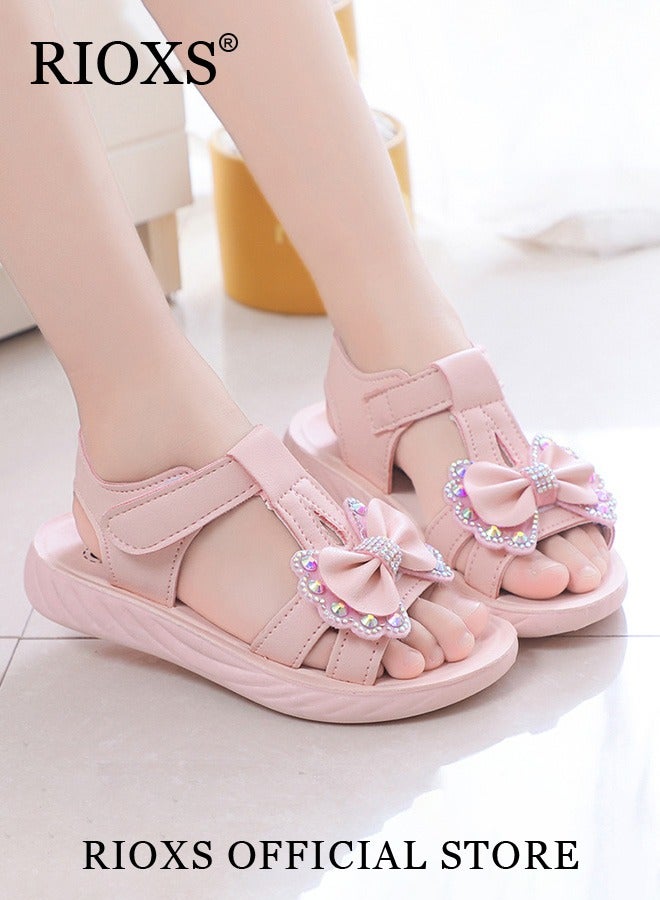 Little Kids Girls Fashion Non-Slip Soft Sole Floral Sandals Princess Adjustable Shoes Lightweight Breathable Ankle Strap Sandals