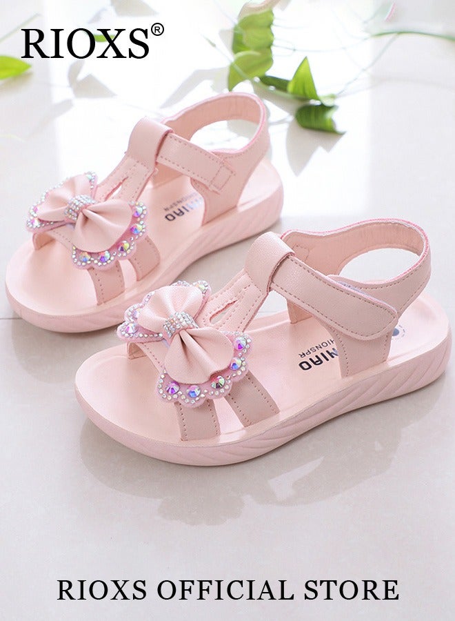 Little Kids Girls Fashion Non-Slip Soft Sole Floral Sandals Princess Adjustable Shoes Lightweight Breathable Ankle Strap Sandals