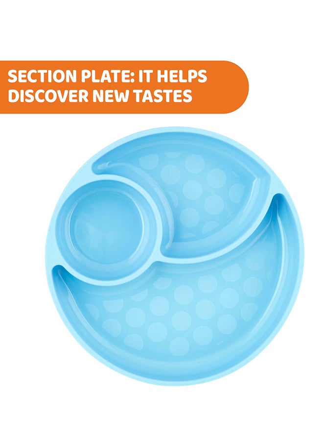 Easy Menu Silicone Plate With Suction Cup 12M+, Blue