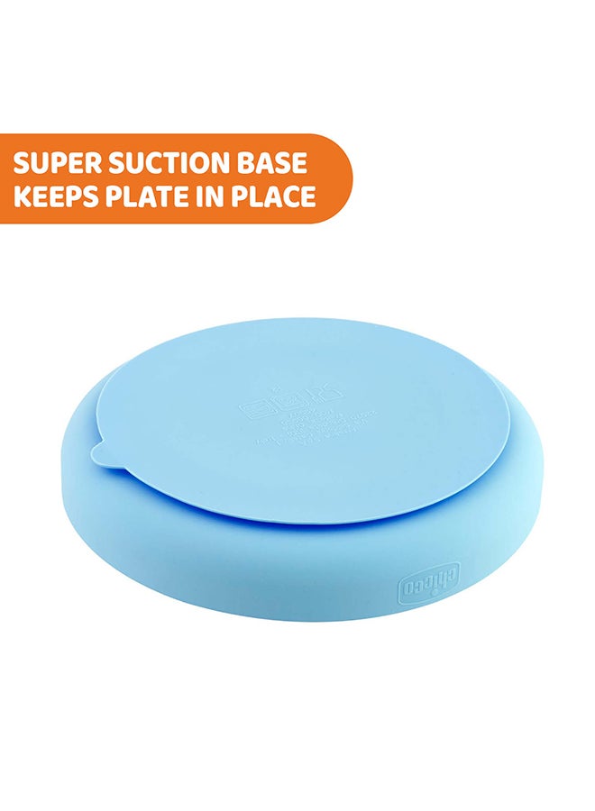 Easy Menu Silicone Plate With Suction Cup 12M+, Blue