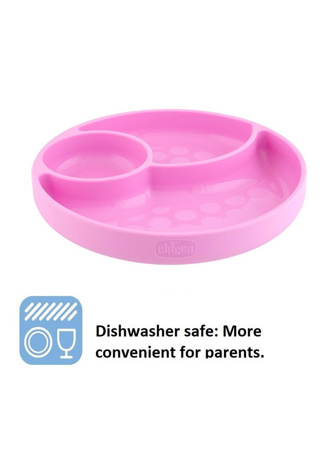 Easy Menu Silicone Plate With Suction Cup 12M+, Pink