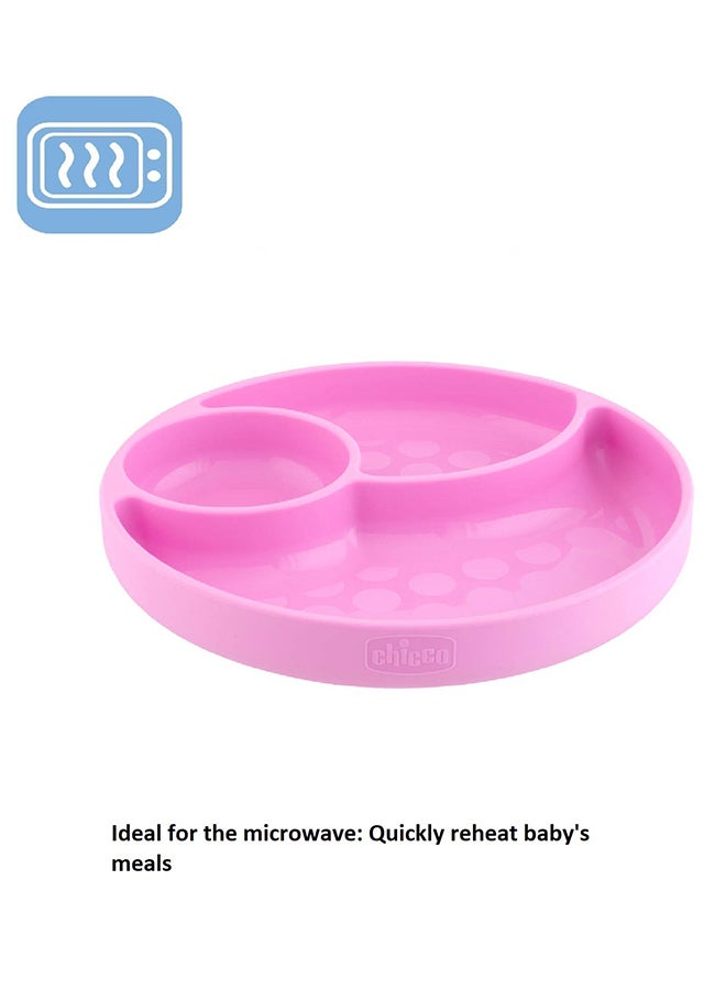 Easy Menu Silicone Plate With Suction Cup 12M+, Pink