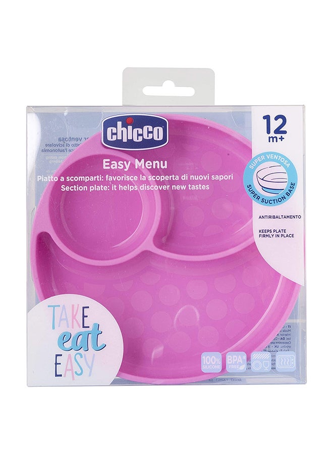 Easy Menu Silicone Plate With Suction Cup 12M+, Pink