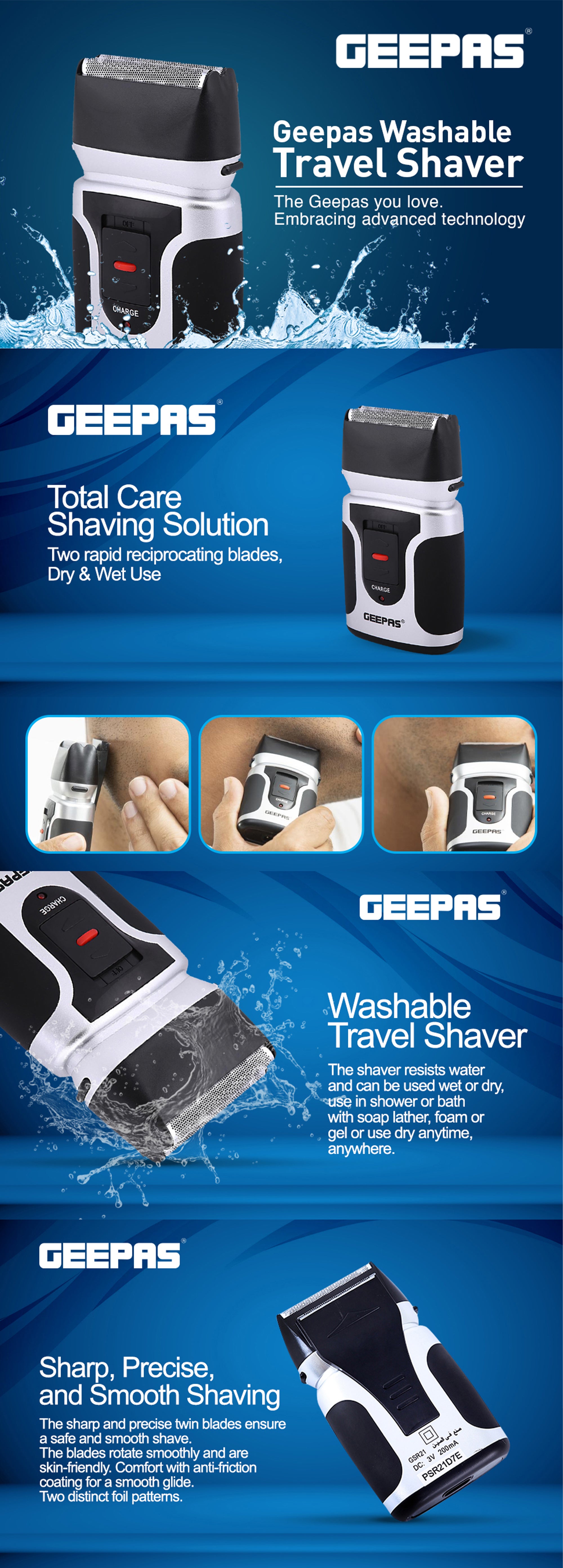 Double-Head Washable Travel Shaver For Men With Ultra-Precise Blade Ergonomic Design, Lightweight, Compact And Portable Design Black/Grey