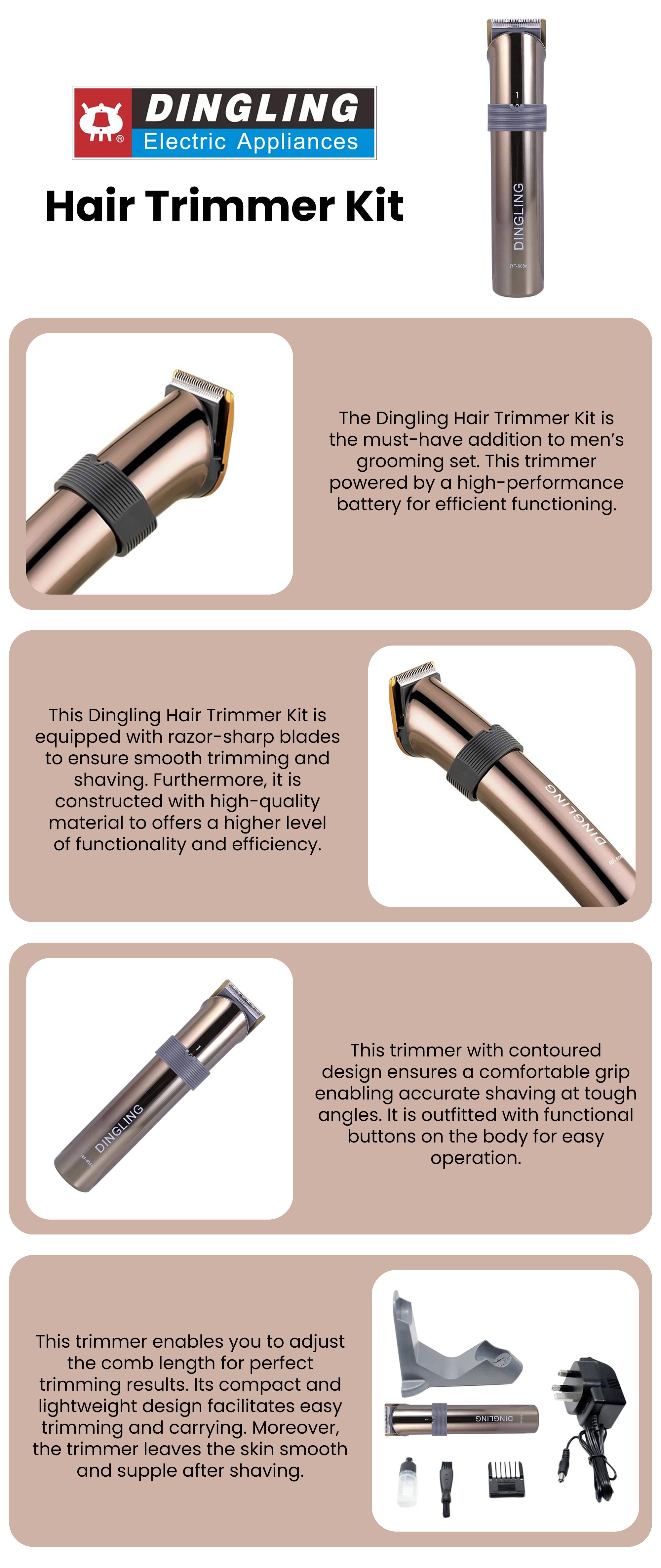 Hair Trimmer Kit Gold/Grey