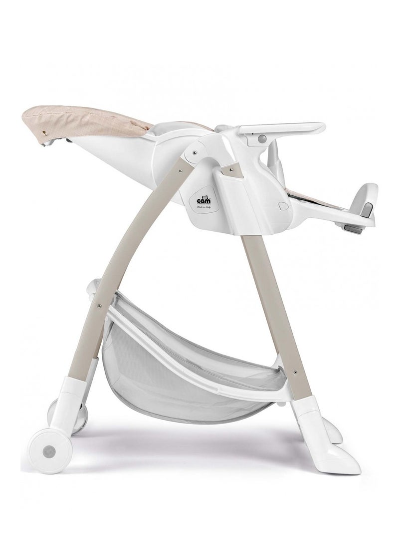 Istante High Chair With Toy Bar - Beige 260B- Highchair Made In Italy, Perfect For Mealtimes, Playtimes And Naps, From 0 To 36 Months, Compact Folding With Support Stand, Rear Castorsm Safe