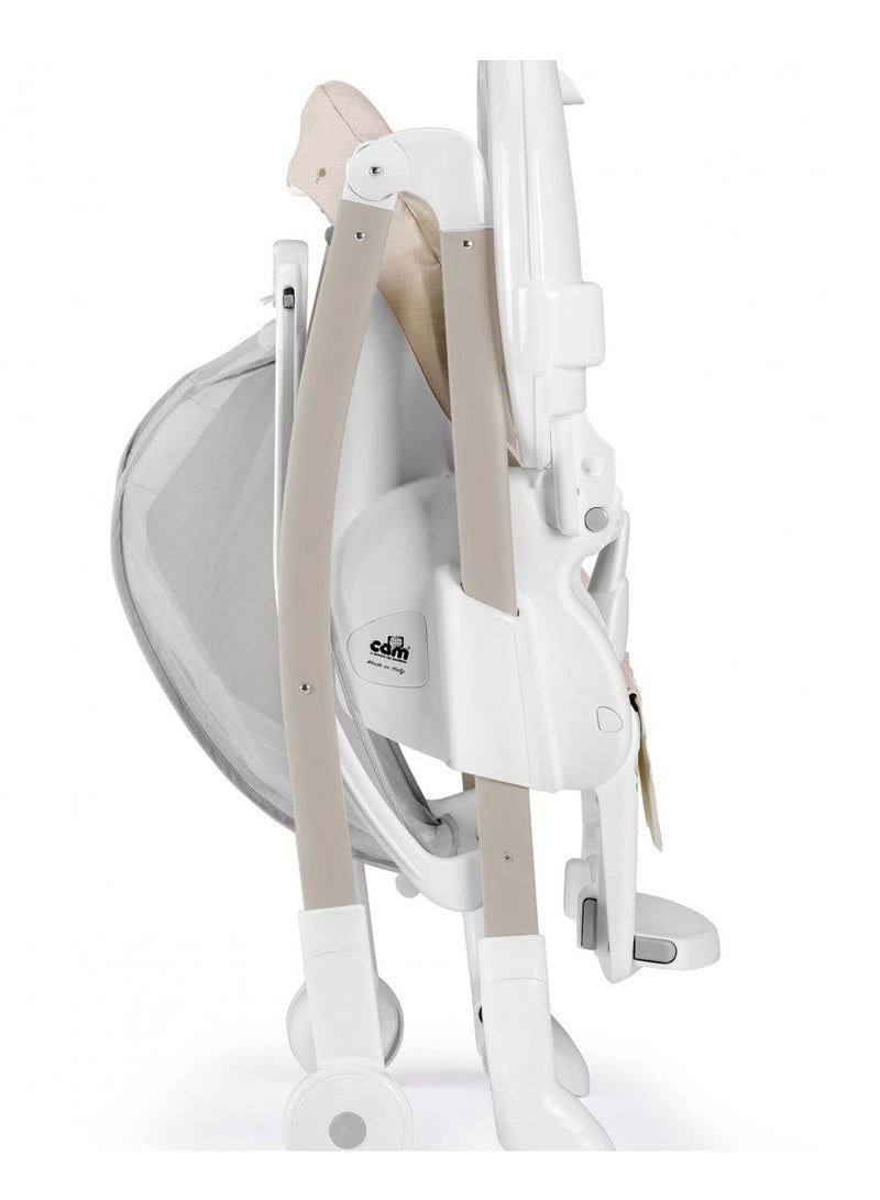 Istante High Chair With Toy Bar - Beige 260B- Highchair Made In Italy, Perfect For Mealtimes, Playtimes And Naps, From 0 To 36 Months, Compact Folding With Support Stand, Rear Castorsm Safe