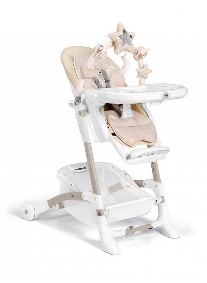 Istante High Chair With Toy Bar - Beige 260B- Highchair Made In Italy, Perfect For Mealtimes, Playtimes And Naps, From 0 To 36 Months, Compact Folding With Support Stand, Rear Castorsm Safe