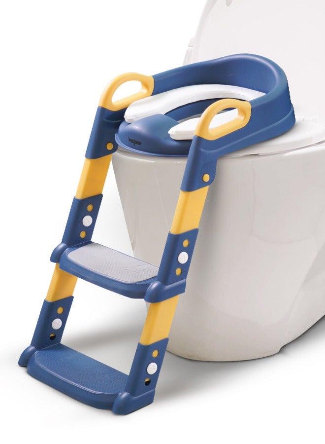 Aura Baby Potty Seat With Ladder For Western Toilets Kids Toilet Potty Training Seat For Baby With Handle Cushion Kids Potty Chair Kids Potty Seat For Baby Kids 2 To 5 Years Boys Girls Yellow