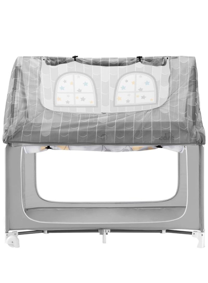 Folding Travel Cot, Daily Sweet Dreams - From 0 To 36 Months, 2 Castors, Travel Bag, Large Pocket, Baby Bed, Baby Cot, Practical And Compact Go-Anywhere Travel Cot - Grey