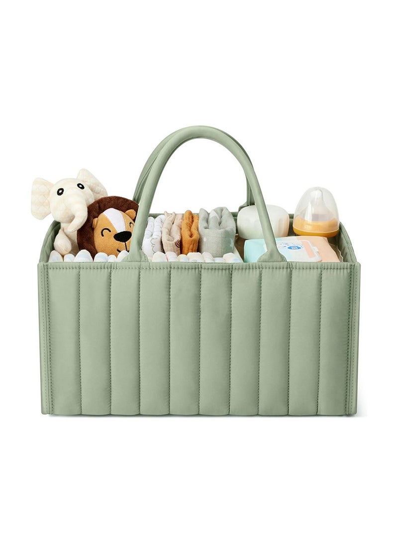 Baby Diaper Storage Box, Fashion Baby Storage Basket - Baby Shower Gift, Multifunctional Diaper Bag for Mother and Baby Products, Foldable Diaper Station Baby Storage Rack (Light Green)