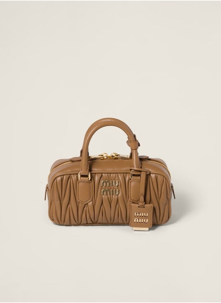 Miu arcadie matelass é soft leather handbag with adjustable diagonal hanging (caramel color)