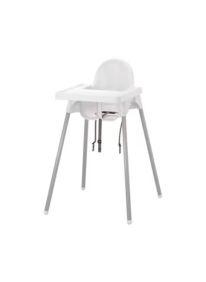 ANTILOP Highchair with tray, white/silver-colour