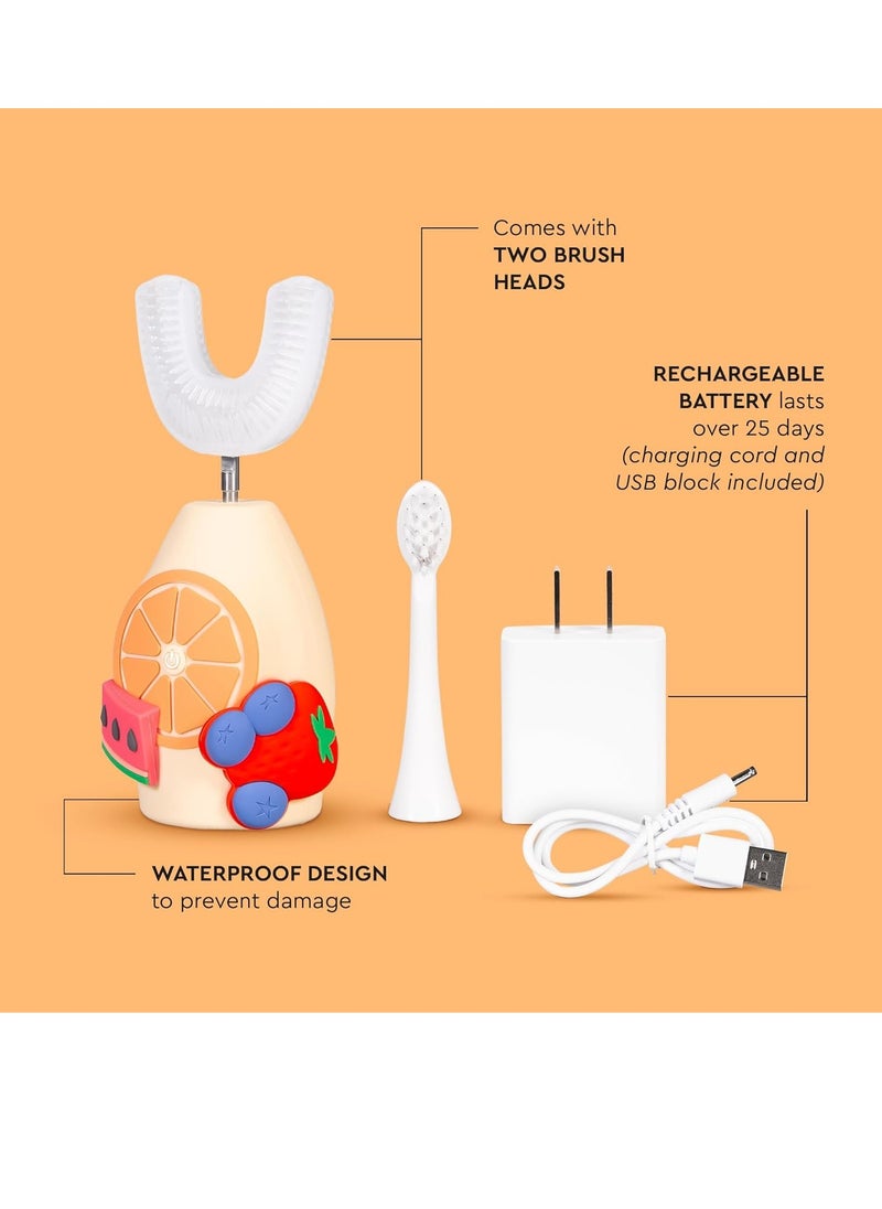 Boka Kids Sonic Electric Toothbrush w/ 2 Heads - Rechargeable Sonic Powered Toothbrush - Food Grade Silicone Bristles for Deep Cleaning - Dentist Recommended Oral Care - Charging Cord w/Micro USB
