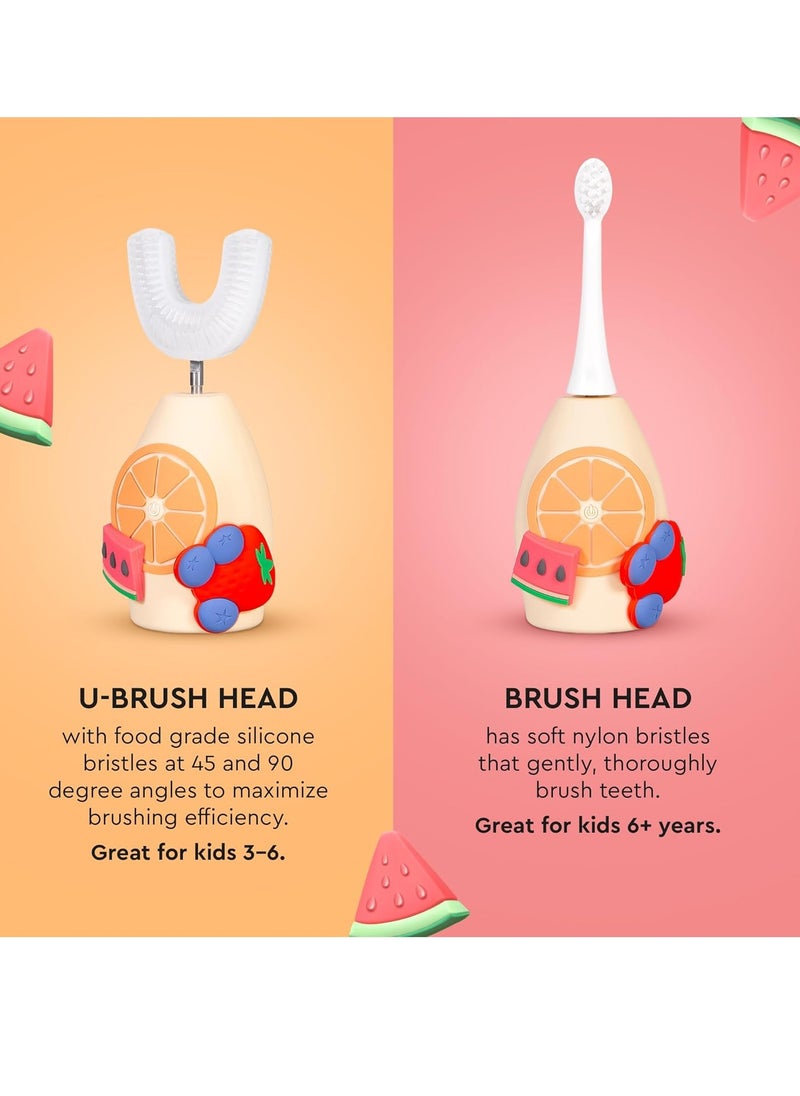 Boka Kids Sonic Electric Toothbrush w/ 2 Heads - Rechargeable Sonic Powered Toothbrush - Food Grade Silicone Bristles for Deep Cleaning - Dentist Recommended Oral Care - Charging Cord w/Micro USB
