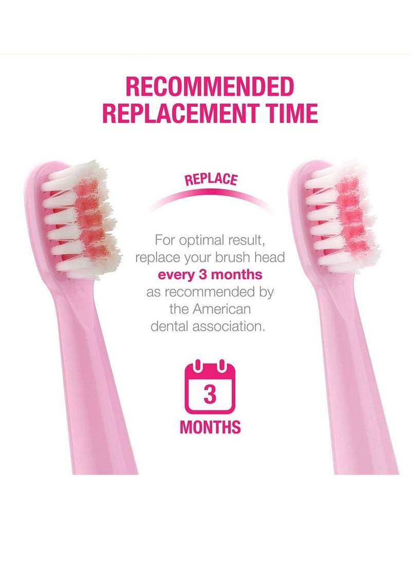 Vekkia Sonic Kids Electric Toothbrush Replacement Heads - 7X More Plaque Removal, End-Rounded 3D Curved Soft Bristles, Comfortable & Efficient Clean Teeth, Perfect for Kid Small Mouth, Pink (4 Pack)