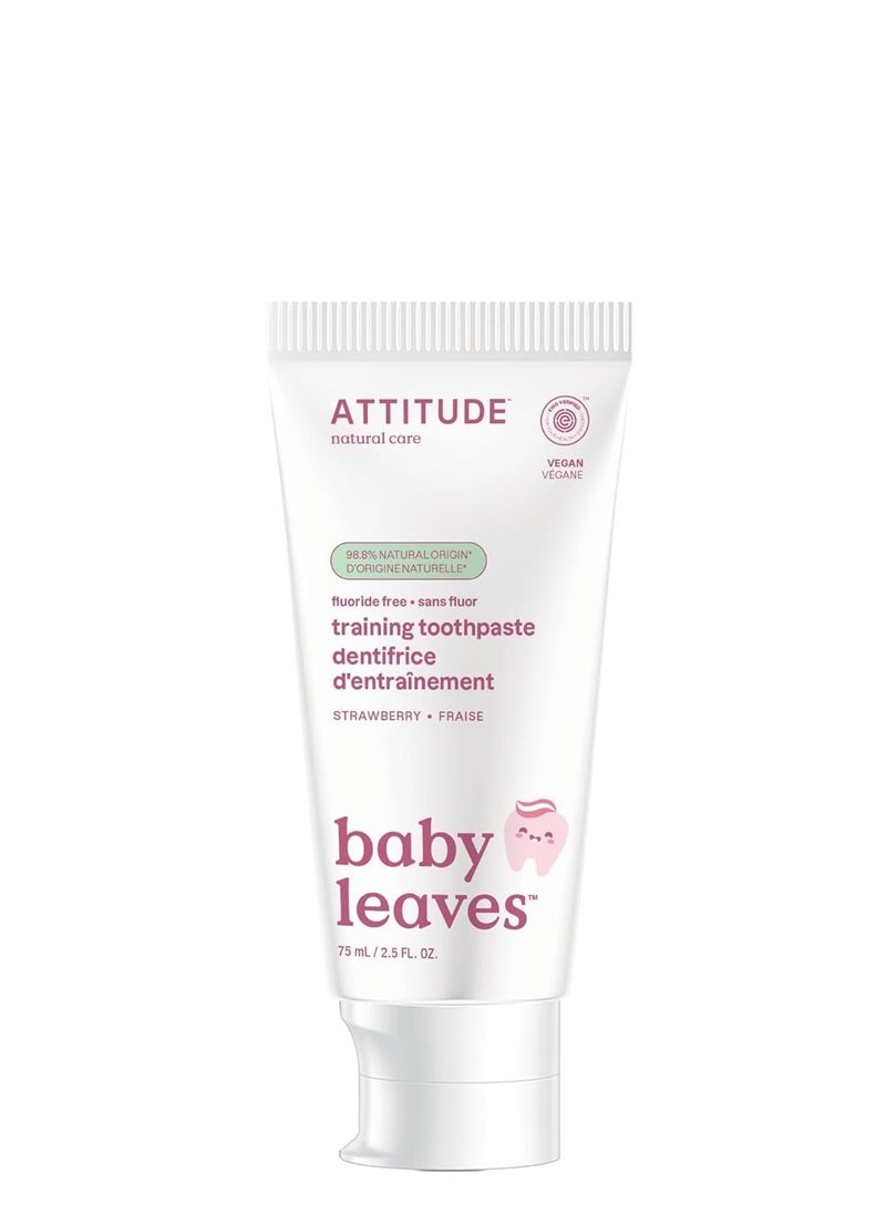 Attitude Baby and Child Fluoride-Free Training Toothpaste, Naturally Derived Ingredients, Vegan, EWG Verified, Strawberry, 2.6 Oz