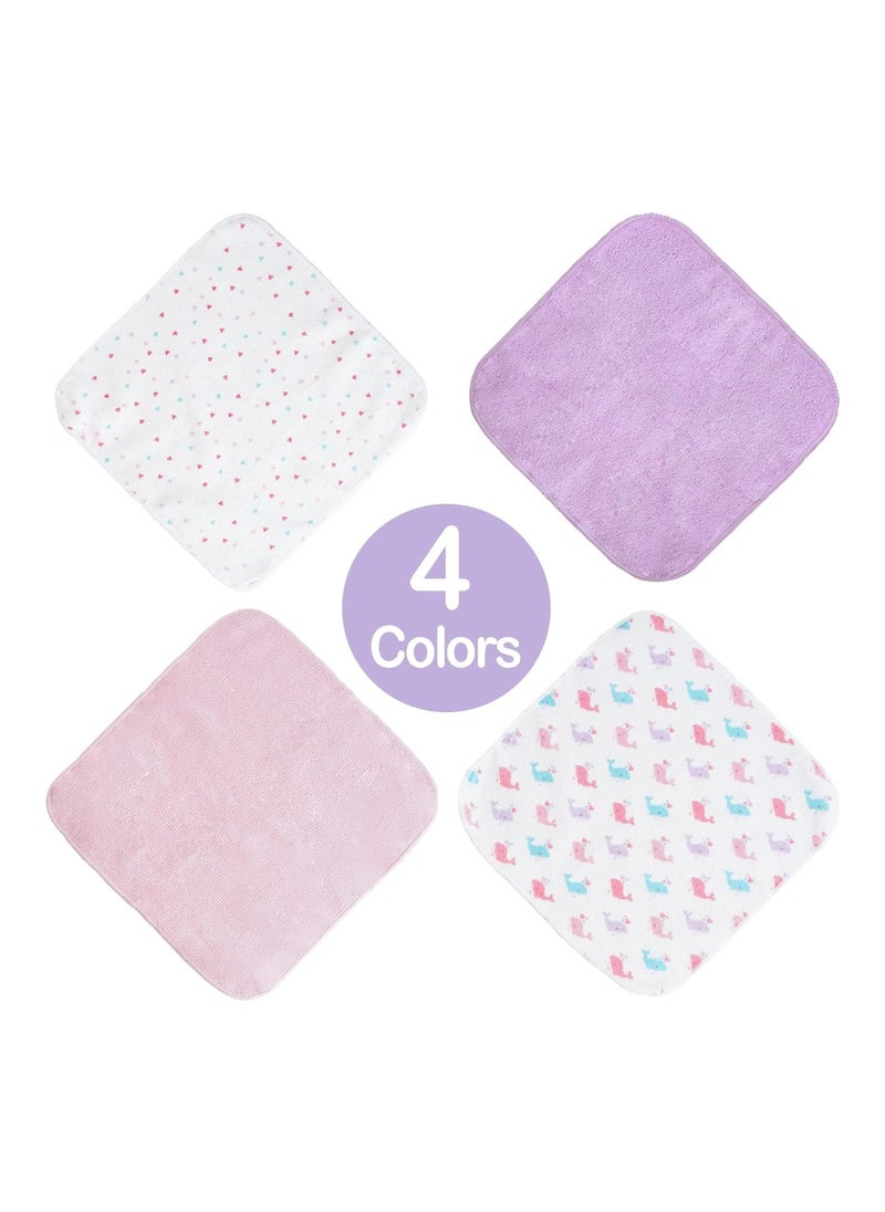 24 Pack Baby Washcloths And Face Cloth 9X9 Pink Whale