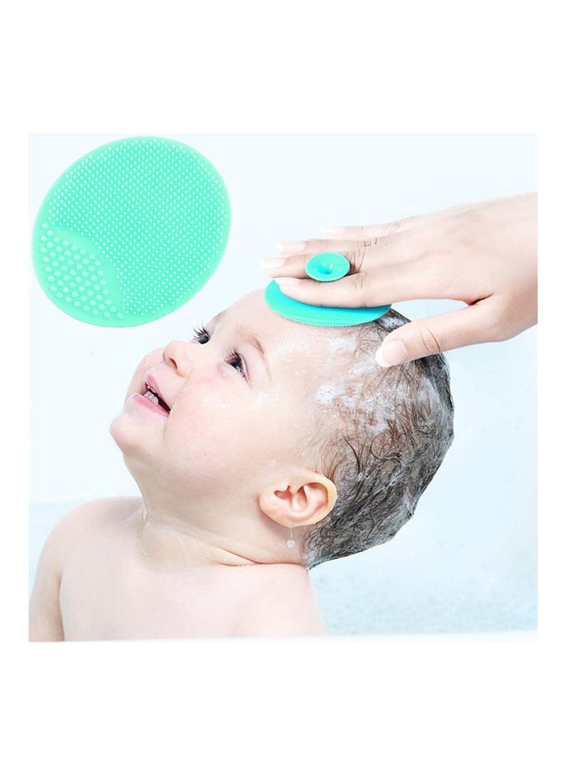Baby Bath Brush, Cradle Cap Brush, Silicone Massage Brush, Silicone Scrubbers Exfoliator Brush (Large-Green & Rose Red)