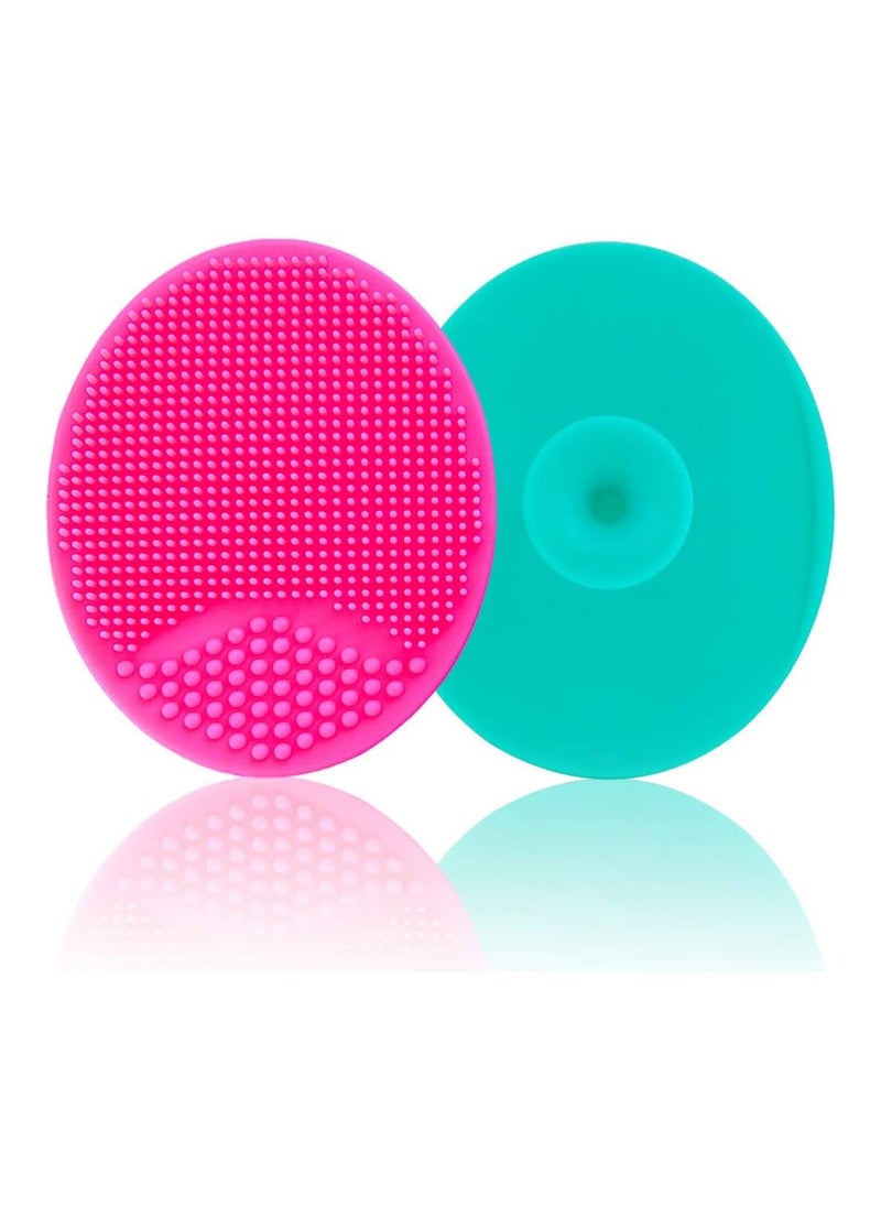 Baby Bath Brush, Cradle Cap Brush, Silicone Massage Brush, Silicone Scrubbers Exfoliator Brush (Large-Green & Rose Red)