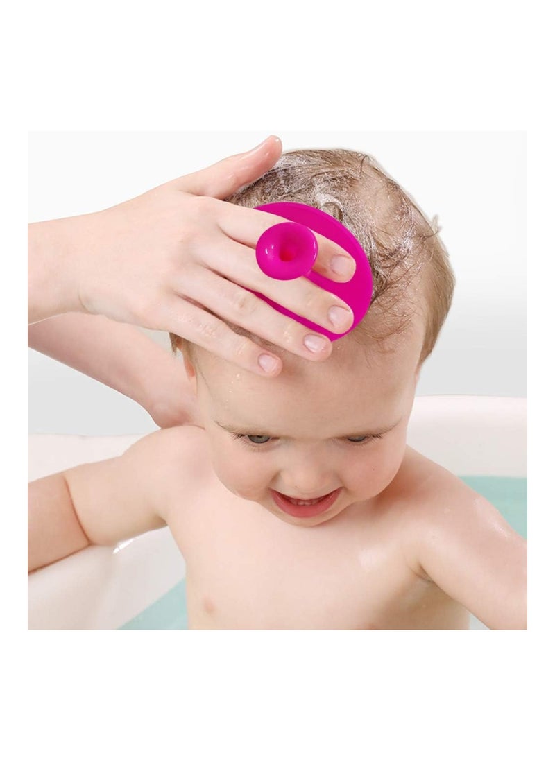 Baby Bath Brush, Cradle Cap Brush, Silicone Massage Brush, Silicone Scrubbers Exfoliator Brush (Large-Green & Rose Red)