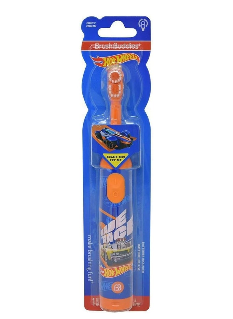 Brush Buddies Hot Wheels Electric Toothbrush, Kids Electric Toothbrushes, Battery Toothbrush, Toddler Electric Toothbrush for Kids 4-7