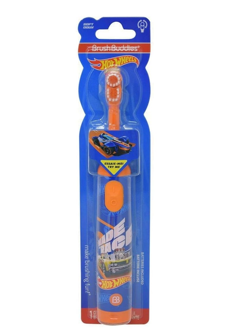 Brush Buddies Hot Wheels Electric Toothbrush, Kids Electric Toothbrushes, Battery Toothbrush, Toddler Electric Toothbrush for Kids 4-7
