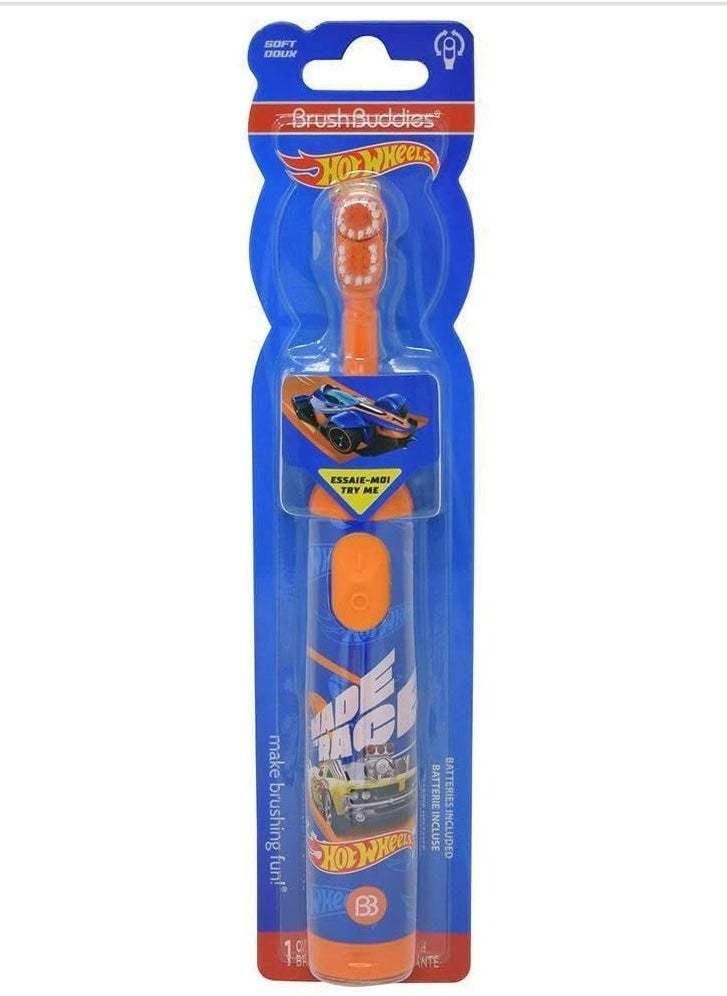 Brush Buddies Hot Wheels Electric Toothbrush, Kids Electric Toothbrushes, Battery Toothbrush, Toddler Electric Toothbrush for Kids 4-7