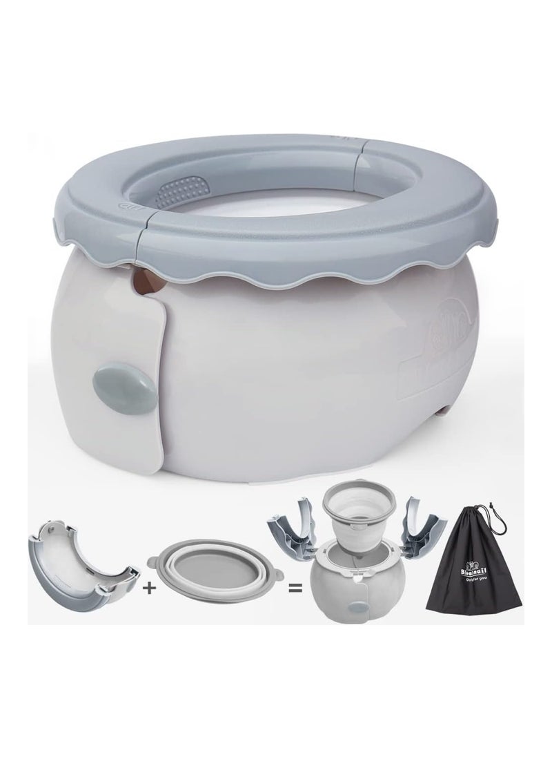 Foldable Training Potty With Storage Bag For children, Light Grey