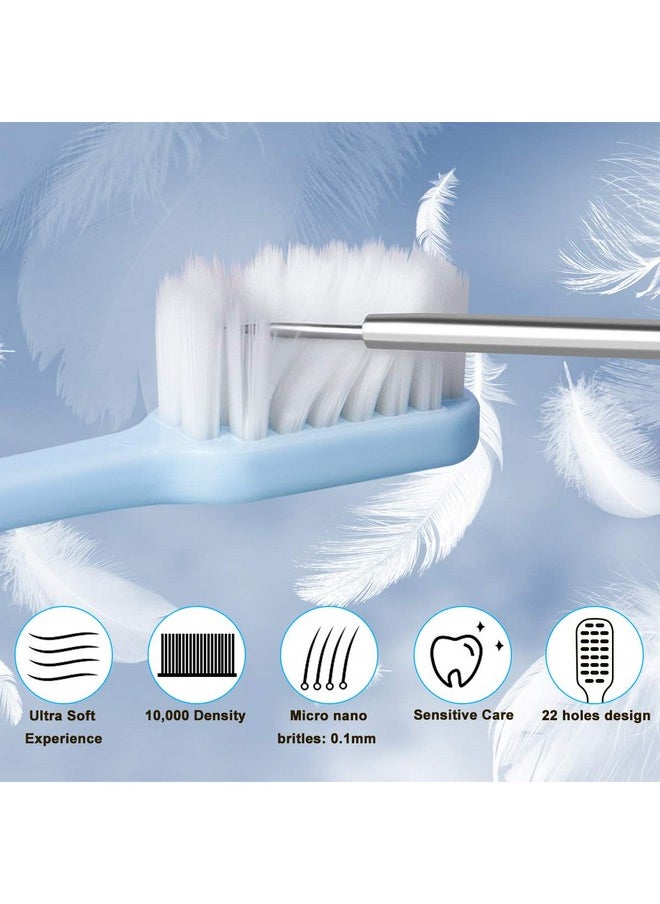 Extra Soft Toothbrush For Sensitive Teeth, Upgraded 10000 Bristles Nano Toothbrush, Ultra Soft Toothbrushes For Adults & Elders, Portable Manual Toothbrush With Individual Travel Case (4 Pack)