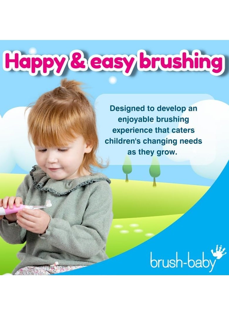 brush-baby BabySonic Infant and Toddler Electric Toothbrush for Ages 0-3 Years - Smart LED Timer and Gentle Vibration Provide a Fun Brushing Experience - Includes 2 Sensitive Brush Heads (Teal)