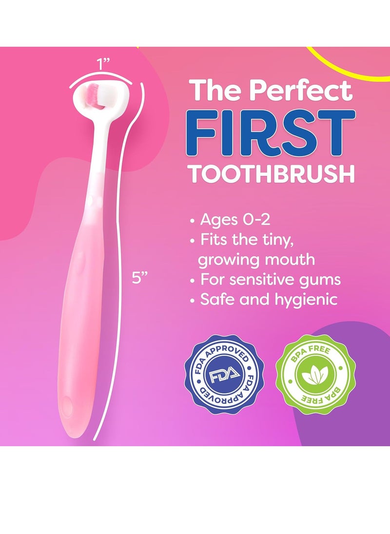 Extra Soft Toddler Toothbrush with 10,000 Bristles, Toddler toothbrushes 1-2 Toothhugger High Efficient 3 Sides Baby Toothbrush, Infant Toothbrush, Toddler Toothbrushes 1-3, Baby Toothbrush (3 Pack)