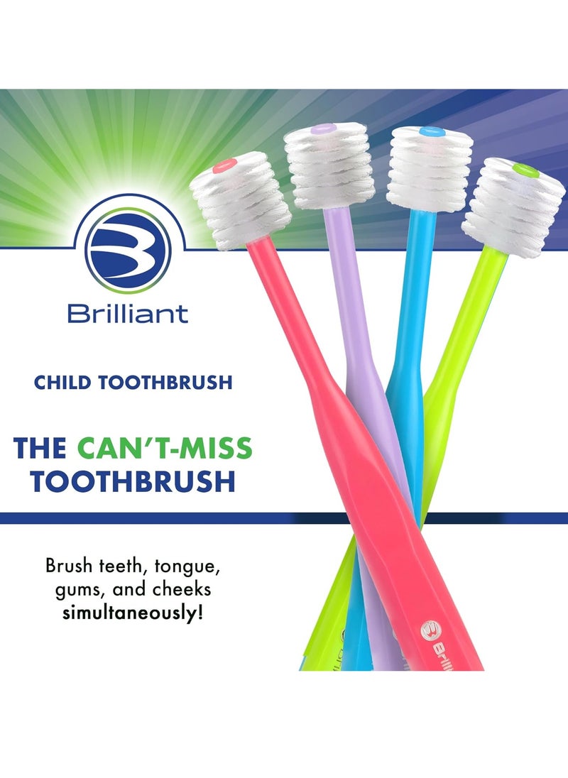 Brilliant Oral Care Child Toothbrush with Soft Bristles and Round Head, for a Kid Approved, Easy to Use All-Around Clean Mouth, Ages 2-5 Years, Lime, 1 Pack