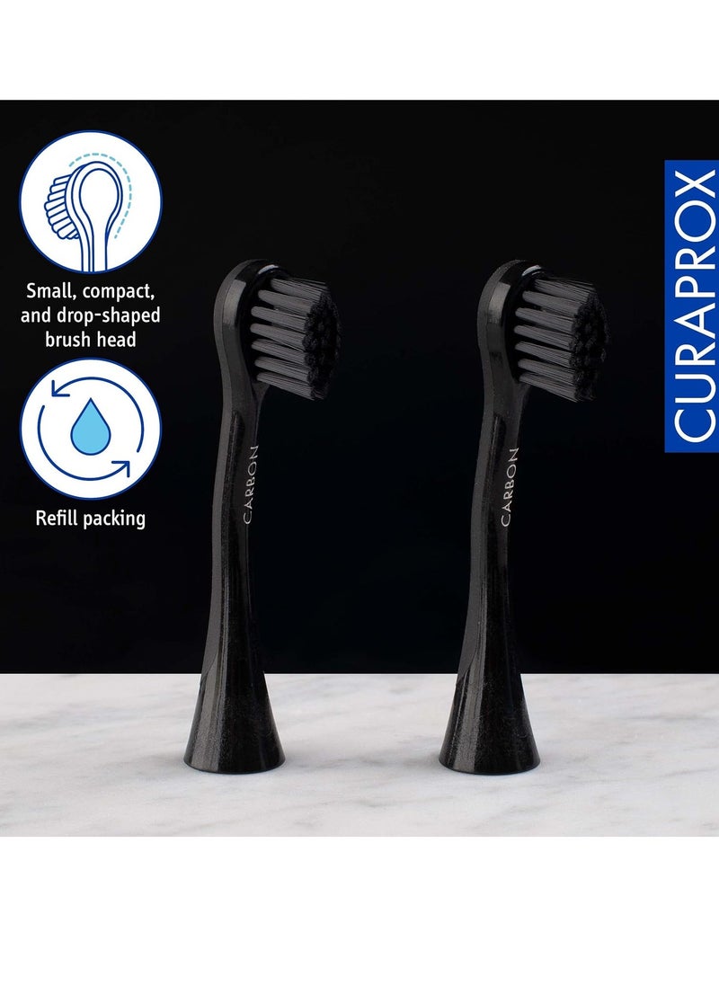 Curaprox Hydrosonic Black is White Activated Charcoal Electric Toothbrush Replacement Heads (2 Pack)