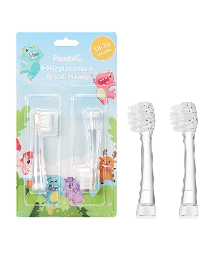 Papablic Replacement Toothbrush Heads - 2 Count | Compatible with Papablic BabyHandy & Toddler Sonic Electric Toothbrushes (18-36 Months)