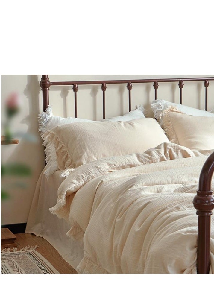 Bed Sheet Style — French Princess Style Double-Layer Cotton Mother And Baby Grade Bedding Set Of Four Pieces