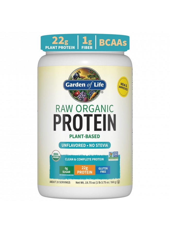 Organic Vegan Unflavored Protein Powder 22G Complete Plant Based Raw Protein And Bcaas Plus