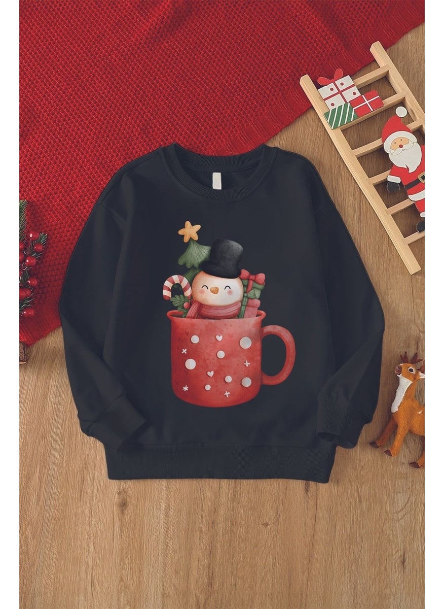 Christmas Snowman in a Vase Printed Kids Sweatshirt 23185