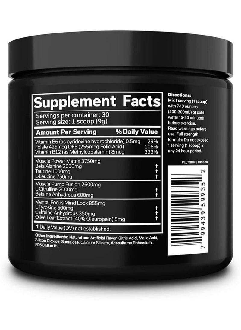 JNX SPORTS The Shadow! Hard Core Preworkout, A Better Pre Workout Stimulant,Electric Energy, Hypnotic Menta,Focus, Superhuman Strength, 350mg of Caffeine, Men & Women,Blue Raspberry ,30 Servings