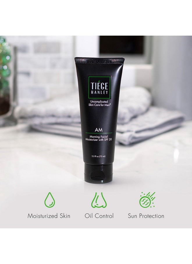 Mens Face Moisturizer, Morning Facial Moisturizer With Spf 20 - Men'S Face & Skin Care Cream For Long-Lasting Hydration - Promotes Even Skin Tone, Safe For Sensitive Skin (2.5 Fl Oz)
