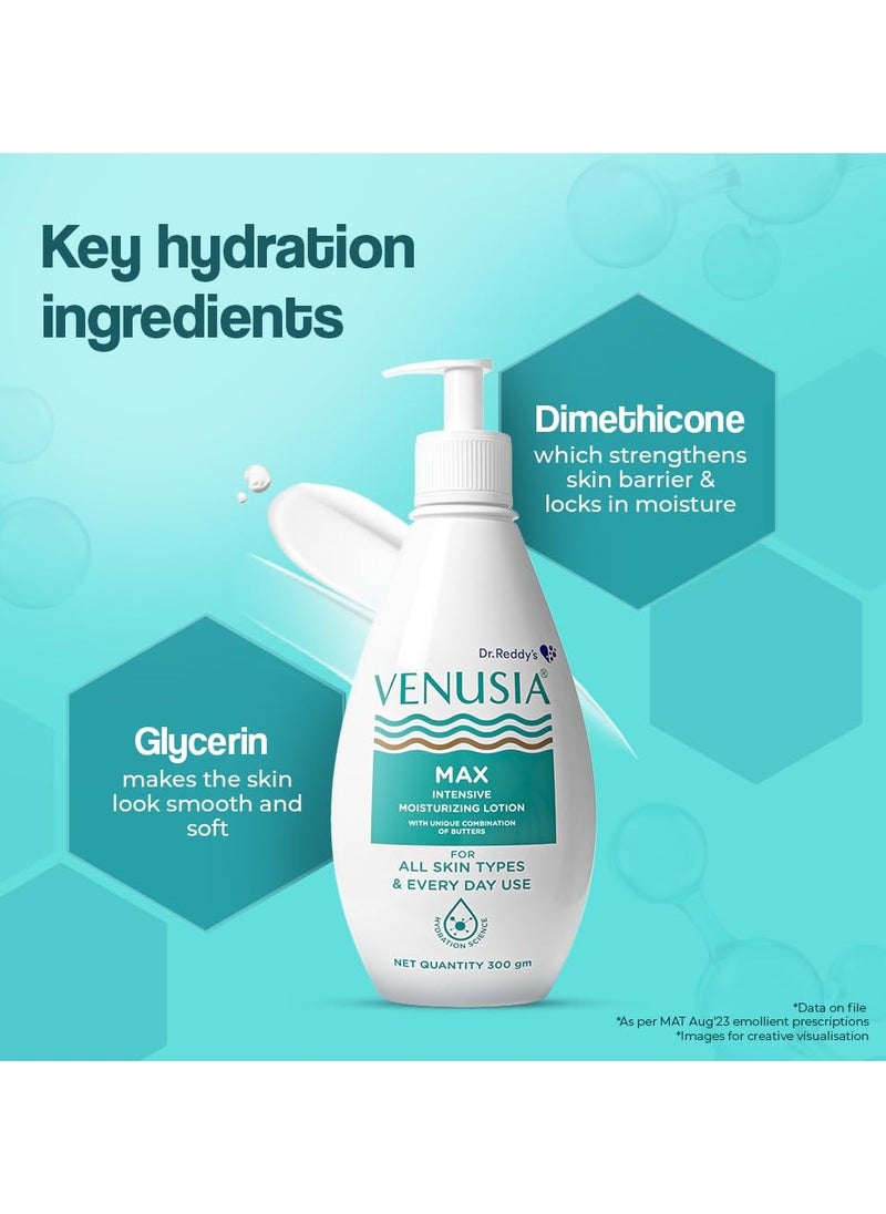 Moisturizer Lotion For Everyday Use for Dry Skin Contains Shea Butter  Mango Butter  Aloe Butter and Cocoa Butter. Paraben Free and Non irritant formula 300 g