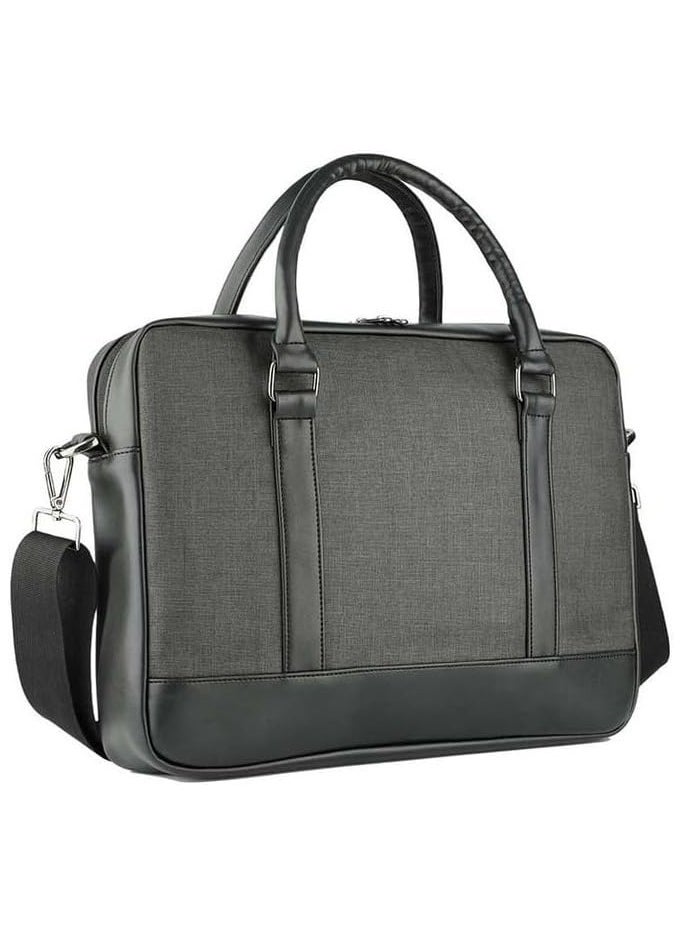 15 inch Laptop Bag, Fabric, Standard Briefcase Messenger Bag with Shoulder Strap for Men and Women, Black