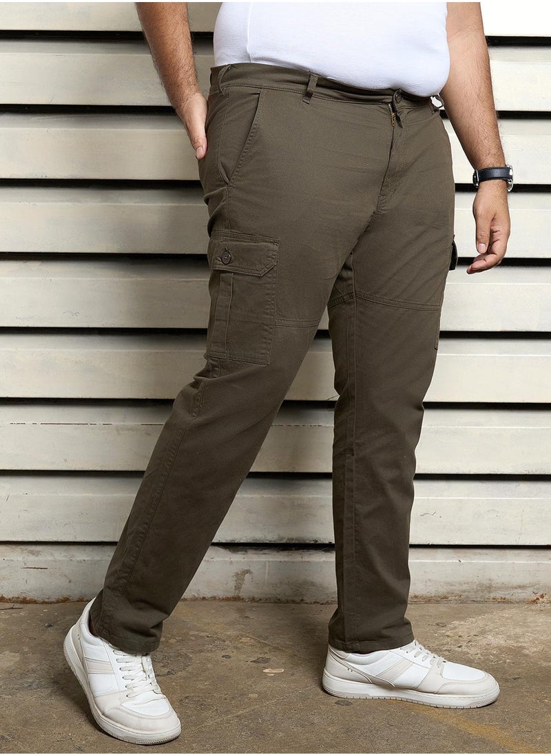 Men Dark Olive Trousers