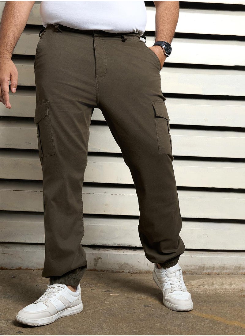 Men Dark Olive Trousers