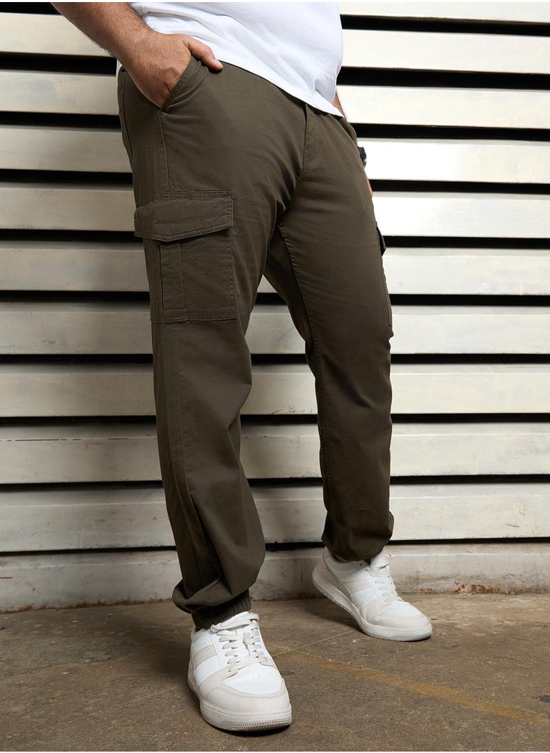 Men Dark Olive Trousers