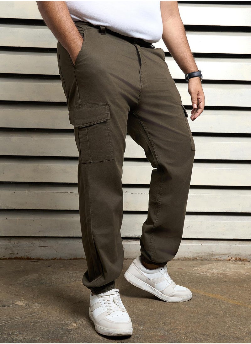 Men Dark Olive Trousers