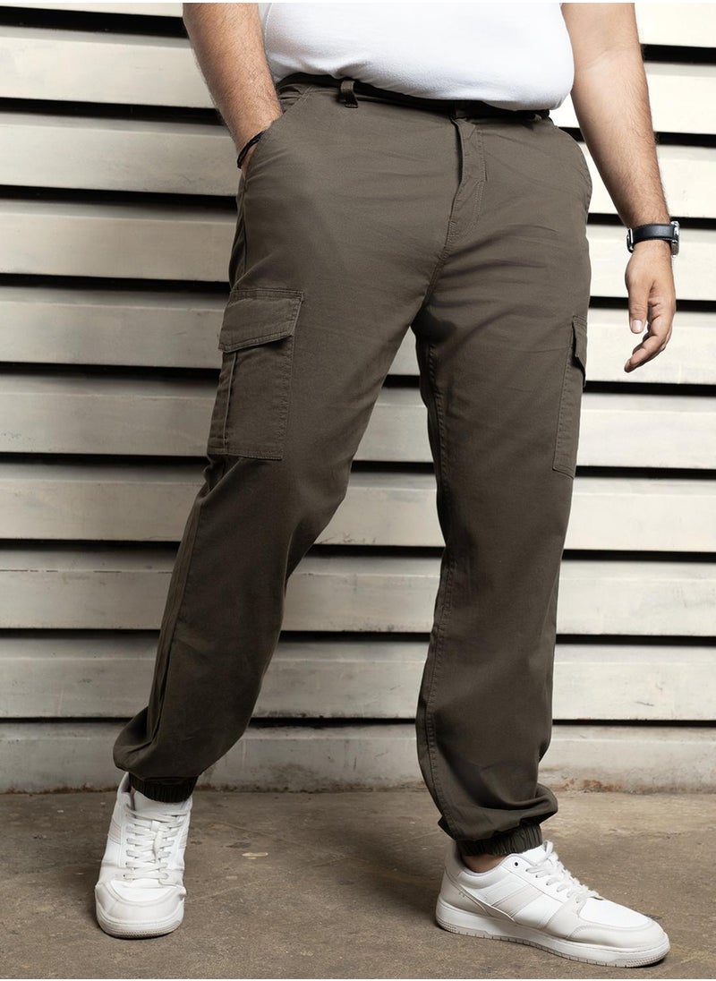 Men Dark Olive Trousers